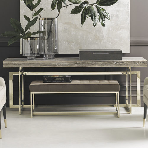 Moderne Polsterbank - SIT BY ME - CARACOLE - Samt / Gestell aus Metall / lackiertes Holz