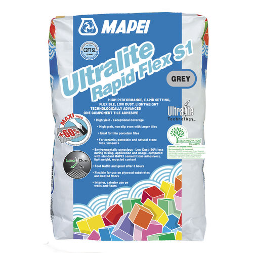 Verguss-Klebemörtel - ULTRALITE RAPID FLEX S1 - MAPEI GB - für Fliesen / für Zement / Schnell