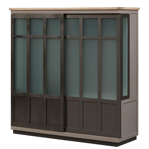 Moderner Vitrinenschrank - SYMBIOSE - Michel Ferrand - freistehend / Glas / Holz