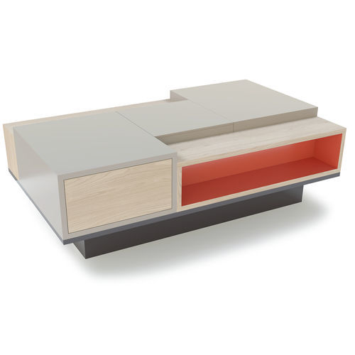 Moderner Couchtisch - Quinconces - Michel Ferrand - Holz / Gestell aus Holz / rechteckig
