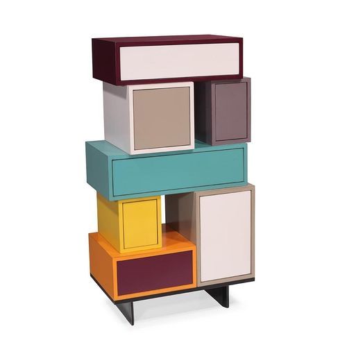 Moderner Chiffonnier - Quinconces - Michel Ferrand - lackiertes Holz / mehrfarbig