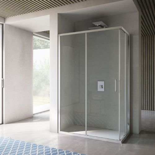 Glas-Duschkabine - FREE - Disenia - mit Flügeltür / für Eckeinbau / für Chromotherapie