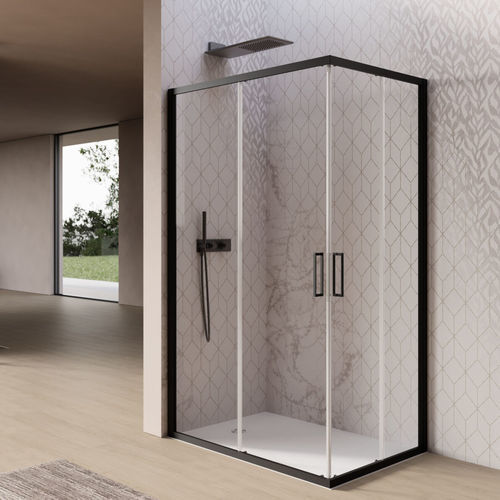Glas-Duschkabine - FREE - Disenia - mit Flügeltür / für Eckeinbau / für Chromotherapie