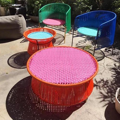 Moderner Couchtisch - CARIBE - ames - Stahl / Kunststoff / rund