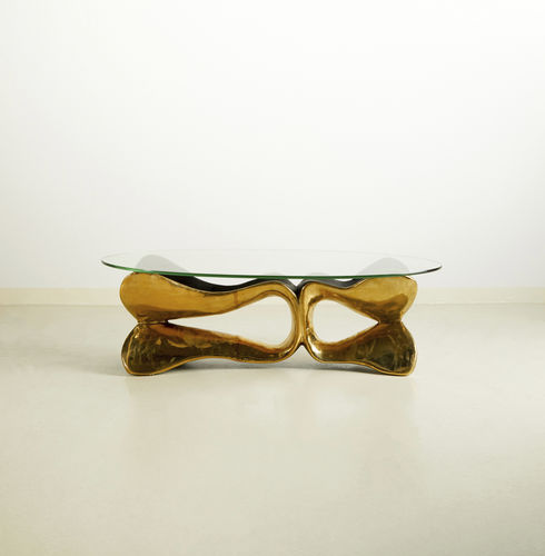 Moderner Couchtisch - BUTTERFLY WINGS - MASAYA - Glas / Gestell aus Messing / oval