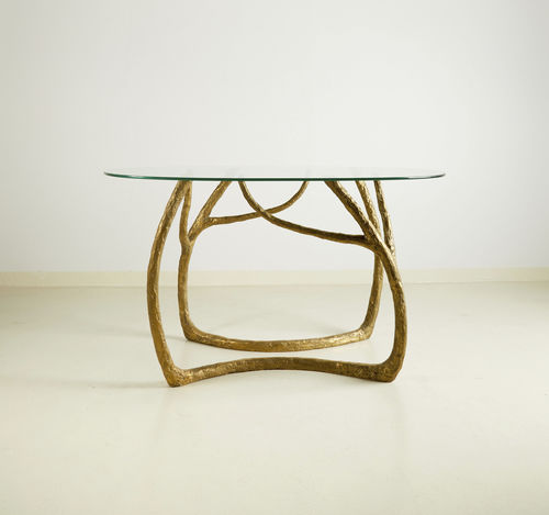 Moderner Konsolentisch - BOUGH - MASAYA - Glas / Gestell aus Messing / oval
