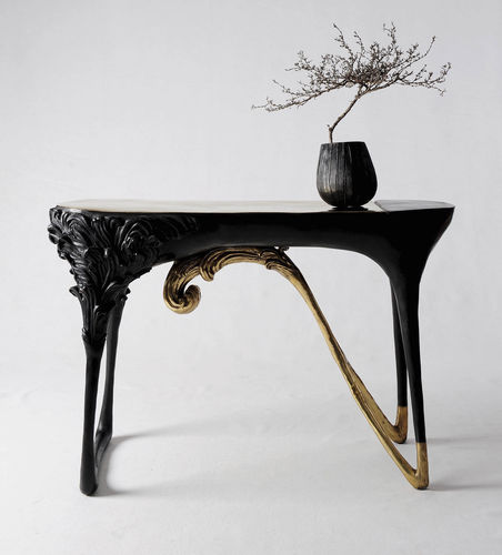 Konsolentisch / originelles Design - MUTATION - MASAYA - Messing / Gestell aus Messing / oval
