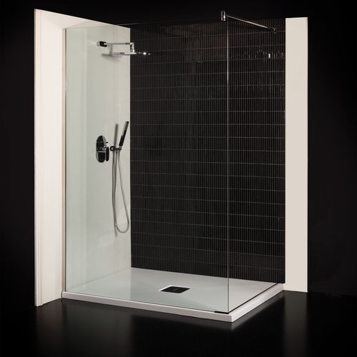 Hartglasduschkabine - Albion Bath Co - stationär / für Eckeinbau / Rauchglas