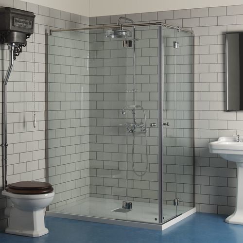 Hartglasduschkabine - Albion Bath Co - mit Flügeltür / für Eckeinbau / Rauchglas