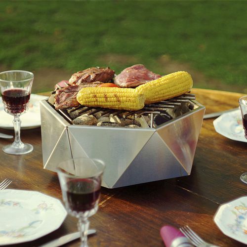 Garten-Feuerstelle / Holz - CURONIAN - CURONIAN - Holzkohle / Edelstahl / mit Grill