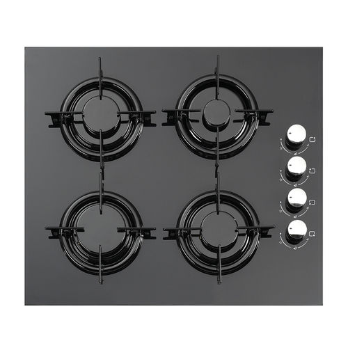 Gaskochfeld - C6-40F BLACK - Kumtel & Luxell - mit 4 Kochfeldern / Einbau / mit Drehknöpfen
