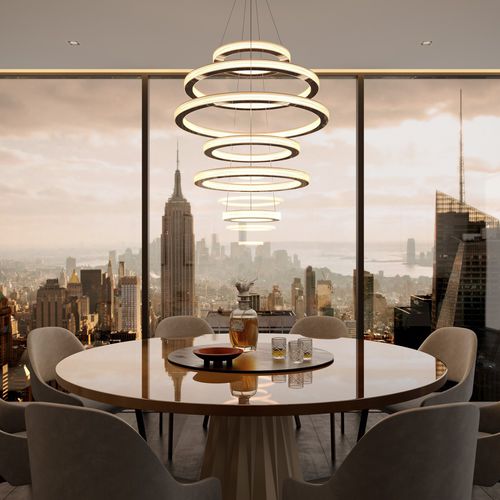 Kronleuchter / Art Deco - SALO ELAMA - cameron designhouse - gebürstetes Metall / poliertes Metall / LED