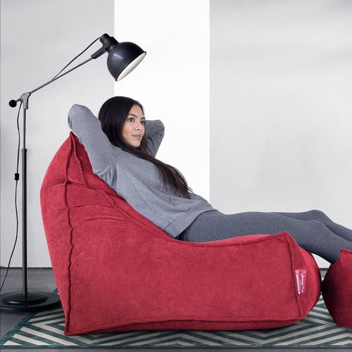 Moderner Sitzsack - LPLOUNGBBFLKRED / LPLOUNGBBFLKPIN - Big Bertha Original™ - Stoff / rot