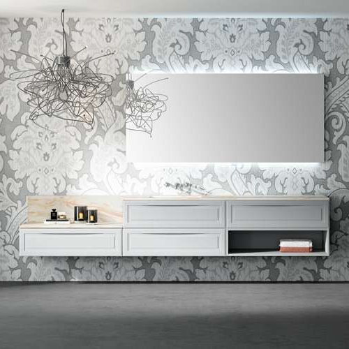 Doppelter Waschtisch-Unterschrank - ALMA H27 - Decosan - wandhängend / Massivholz / modern