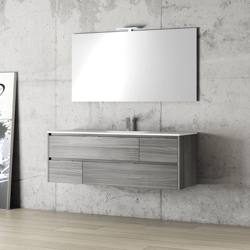 Doppelter Waschtisch-Unterschrank - PLAY - Decosan - wandmontiert / Eiche / MDF