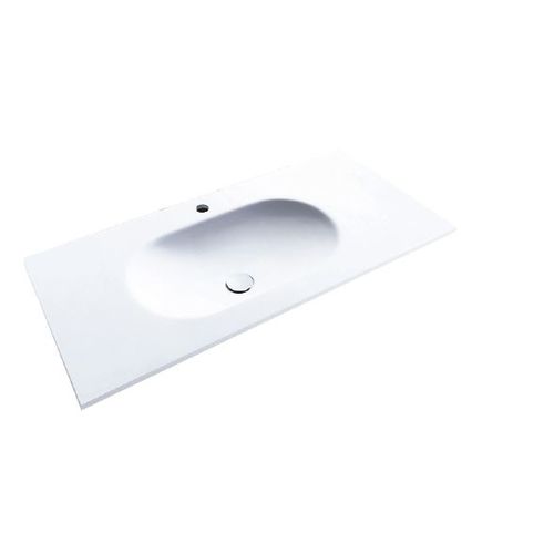 Einbauwaschbecken - OVAL - Decosan - Mineralwerkstoff / mit integrierter Waschtischplatte / rechteckig
