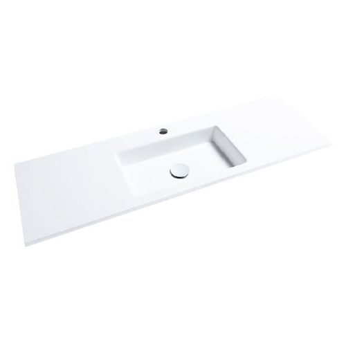 Einbauwaschbecken - MINI-F39 - Decosan - Mineralwerkstoff / mit integrierter Waschtischplatte / rechteckig