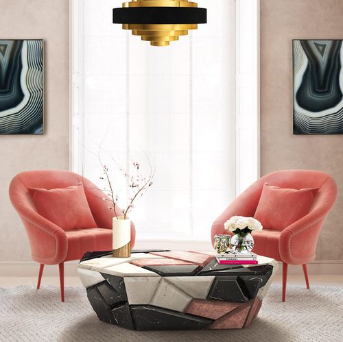 Couchtisch / originelles Design - Topaz - Muranti - Marmor / Gestell aus Marmor / maßgefertigt