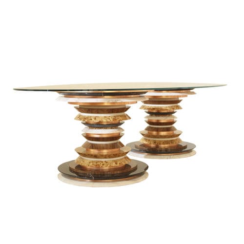 Moderner Esstisch - Agate - Muranti - Glas / Gestell aus amerikanischem Nussbaum / Gestell aus Marmor