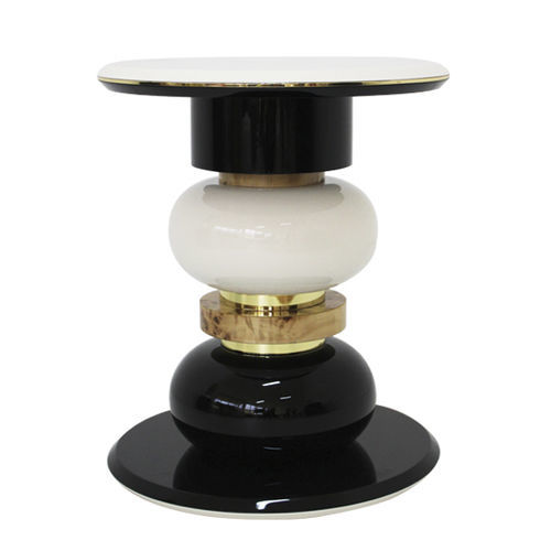 Moderner Beistelltisch - Hematite - Muranti - Stein / Gestell aus poliertem Messing / Gestell aus lackiertem Holz