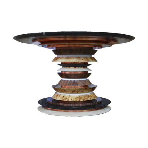 Moderner Tisch - Agate - Muranti - Marmor / Gestell aus Kupfer / Gestell aus amerikanischem Nussbaum