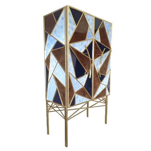 Sideboard mit hohen Beinen - Csarite - Muranti - modern / amerikanischer Nussbaum / poliertes Messing