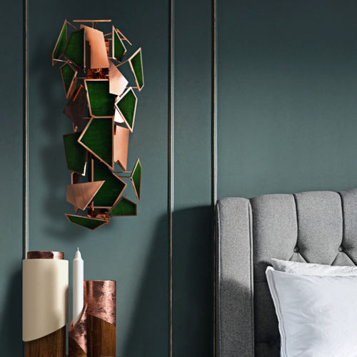 Wandleuchte / originelles Design - AVENTURINE - Muranti - für den Innenraum / polierter Kupfer / Stoff