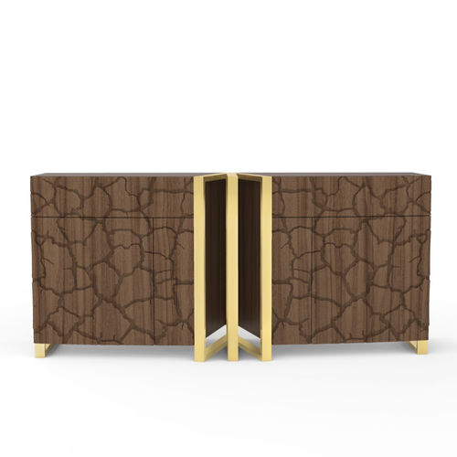 Modernes Sideboard - Kozmus - Muranti - amerikanischer Nussbaum / poliertes Messing / maßgefertigt