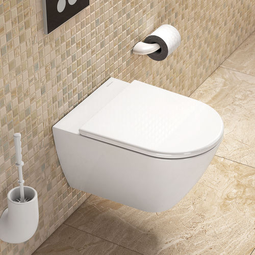 Wandhängendes WC - TWO - Valadares - Keramik / Edelstahl / spülrandlos