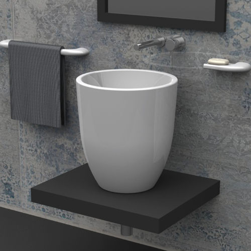 Bodenstehendes Waschbecken - RUBENS - Valadares - Keramik / Kalkstein / rund