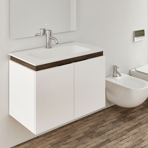 Wandmontierter Waschtisch-Unterschrank - DIVA - BAÑOS 10 S.L. - Mineralwerkstoff / modern / mit integriertem Hochschrank