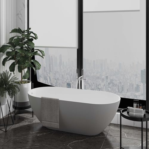 Ovale Badewanne - LYRA - BAÑOS 10 S.L. - freistehend / für Wohnungen / Mineralwerkstoff