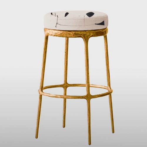 Moderner Hocker - IPANEMA II - MAPSWONDERS - Stoff / Gestell aus Messing / Polster