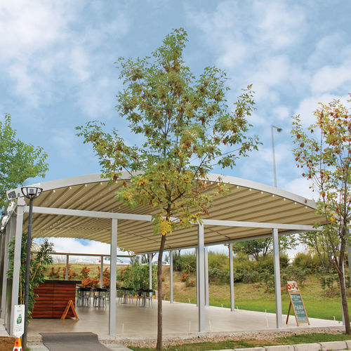 Selbsttragende Pergola - PEARL PLUS - BYART GROUP - Aluminium / Faltdach / motorisiert
