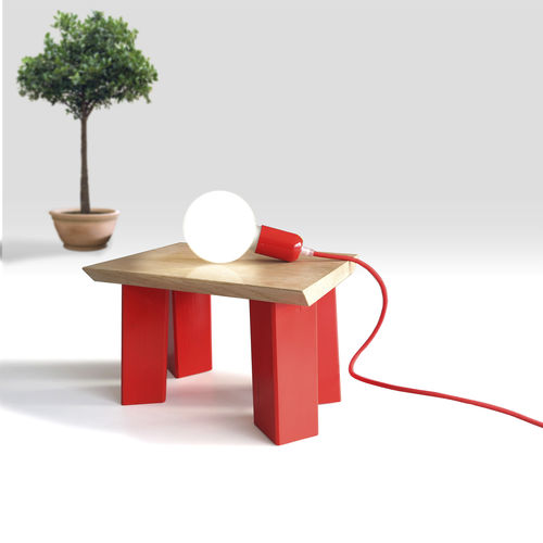 Moderner Hocker - IT594 - dESIGNoBJECT - Eiche / Massivholz / Gestell aus Massivholz