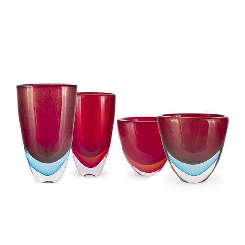 Moderne Vase - SBRUFFO - Alberto Dona - geblasenes Glas / handgefertigt / rot