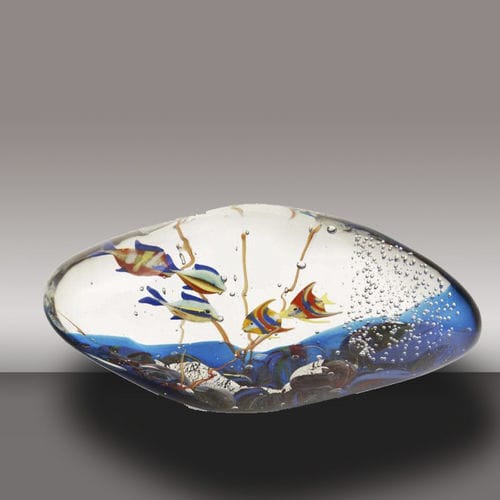 Skulptur / geblasenes Glas - MEDIUM ACQUARIUM (5 FISHES) - Alberto Dona - freistehend / für Gewerbegebrauch / blau