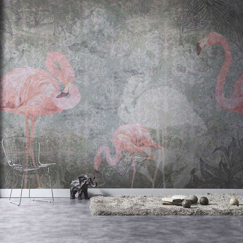 Moderne Tapete - FLAMINGO - WallyArt - Vlies / Glasfaser / Vinyl