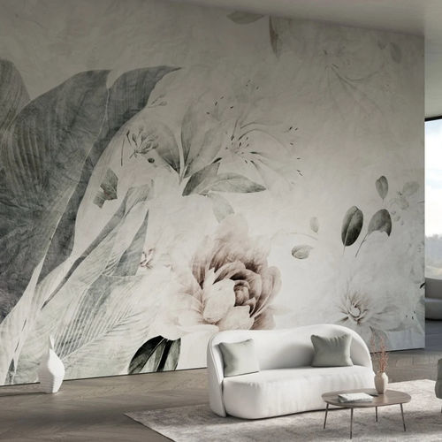 Moderne Tapete - VIVIENNE - WallyArt - Stoff / Glasfaser / Blumenmotiv