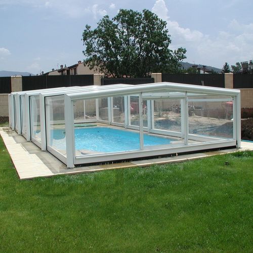 Hohe Schwimmbadüberdachung - PETRA - planetabri - niedrig / halbhoch / für Wandmontage