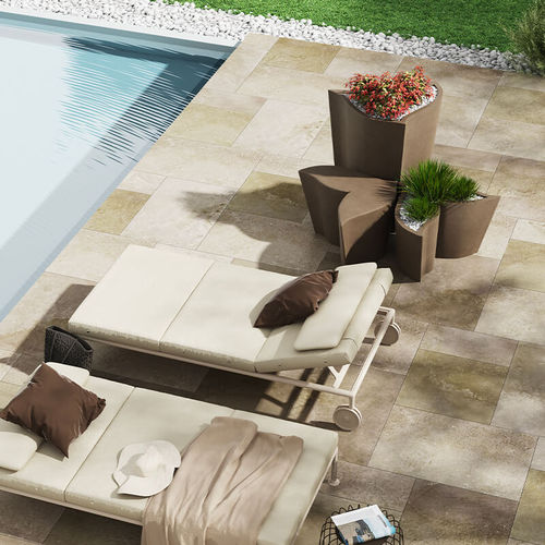 Pflanzgefäß / rotationsgesintertes Polyethylen - Foglia - PASQUINI & BINI - für Privatgebrauch / braun / beige
