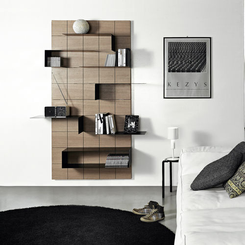 Wandmontiertes Regal - ABACO - Officinanove - modern / Holz / aus lackiertem Metall