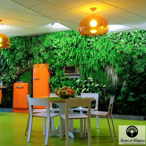 Stabilisierte Wandbegrünung - CHARMING CAFETERIA OF UBISOFT - Jardins de Babylone - modulare Platte / natürlich / für den Innenraum