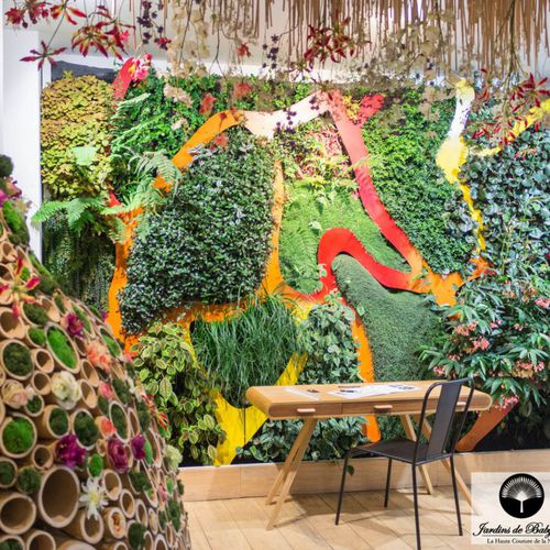 Stabilisierte Wandbegrünung - ART - Jardins de Babylone - modulare Platte / natürlich / dichtes Blattwerk