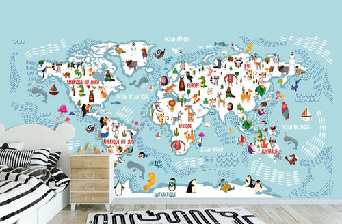 Moderne Tapete - WONDERFUL PLANET - LÉ PAPIERS DE NINON - Kartenmotiv / bedruckt