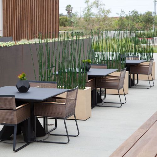 Glasfaser-Pflanzkübel - HORSETAIL GROVES - PLANTERS UNLIMITED - rechteckig / modern / für öffentliche Bereiche