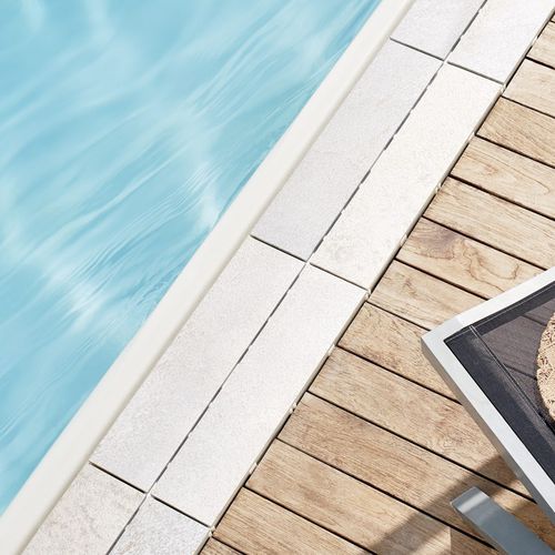 Abflussrinnen-Gitter / Keramik - DIRECTA - Modulartem - Marmor / Teakholz / für Pool