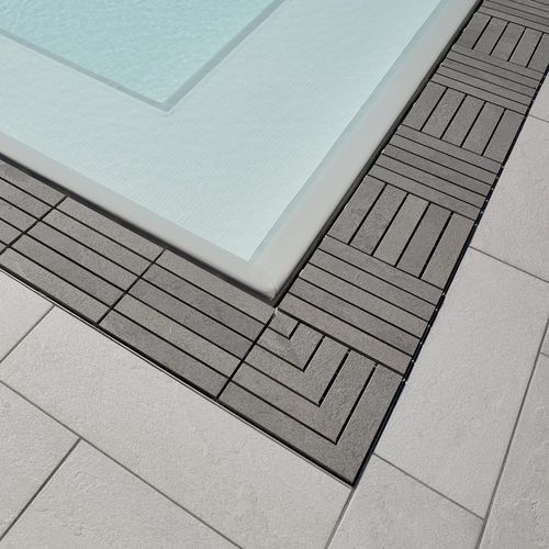 Abflussrinnen-Gitter / Keramik - ANGOLUS - Modulartem - Marmor / Teakholz / für Pool