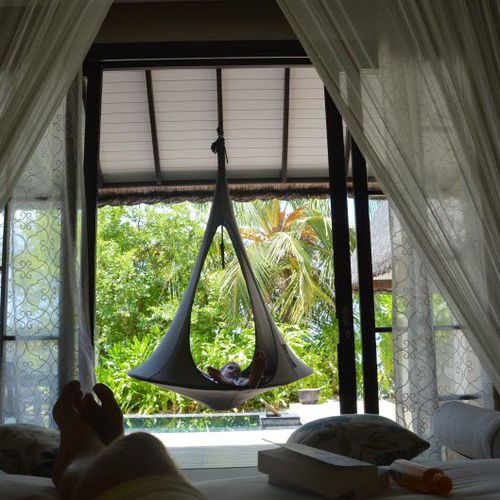 Moderner Sessel - SONGO - cacoon - Stoff / hängend / grau