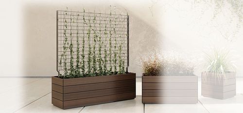 Holz-Pflanzkübel - BOULEVARD - Tournesol SITEWORKS - Metall / rechteckig / maßgefertigt